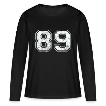 89 dans blanc in Used Look - T-shirt manches longues Premium bio Femme - noir - Devant - Julia (174cm)
