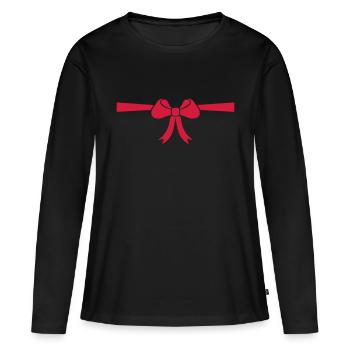 Schleife - Frauen Premium Bio Langarmshirt - Schwarz - Vorne - Julia (174cm)