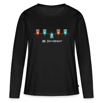 Be different - Frauen Premium Bio Langarmshirt - Schwarz - Vorne - Julia (174cm)
