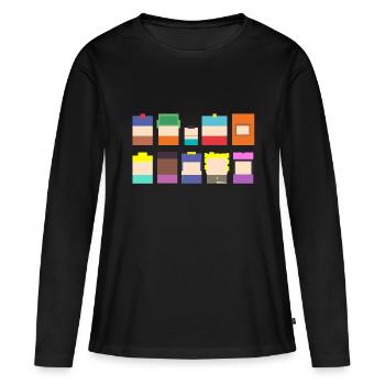 Un parc dans les personnages de dessins animés du sud - T-shirt manches longues Premium bio Femme - noir - Devant - Julia (174cm)