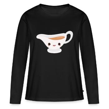 Sauce rôtie - T-shirt manches longues Premium bio Femme - noir - Devant - Julia (174cm)