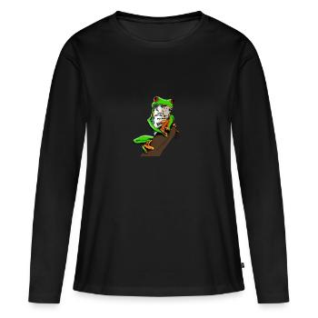 Frosch - Frauen Premium Bio Langarmshirt - Schwarz - Vorne - Julia (174cm)