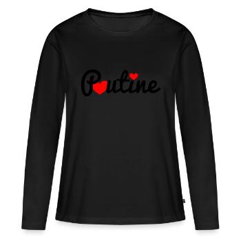 Poutine - T-shirt manches longues Premium bio Femme - noir - Devant - Julia (174cm)