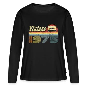 Vintage 1975 Cassette Mixtape - 46th Birthday - Women's Premium Organic Long Sleeve Shirt - black - Front - Julia (174cm)