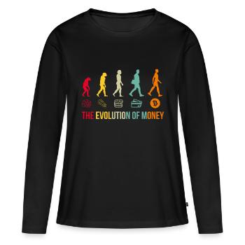 Money Evolution Bitcoin Crypto - T-shirt manches longues Premium bio Femme - noir - Devant - Julia (174cm)