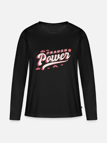 Frauenpower - Frauen Premium Bio Langarmshirt - Schwarz