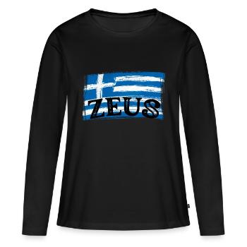 Drapeau Grec Zeus - T-shirt manches longues Premium bio Femme - noir - Devant - Julia (174cm)