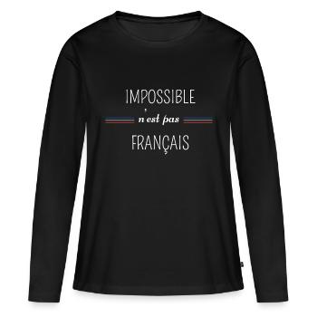 impossible n'est pas Français - T-shirt manches longues Premium bio Femme - noir - Devant - Julia (174cm)