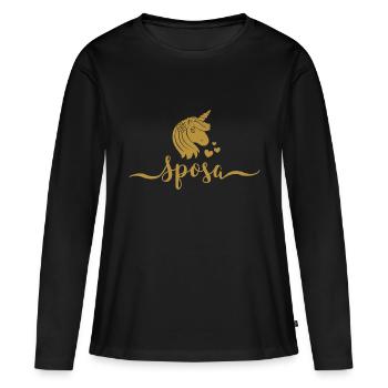 Sposa Bride Unicorn Bachelorette Bachelorette - Women's Premium Organic Long Sleeve Shirt - black - Front - Julia (174cm)