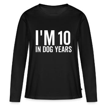 J’ai 10 ans dans Dog Years - T-shirt manches longues Premium bio Femme - noir - Devant - Julia (174cm)
