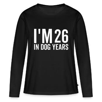 J’ai 26 ans dans Dog Years - T-shirt manches longues Premium bio Femme - noir - Devant - Julia (174cm)