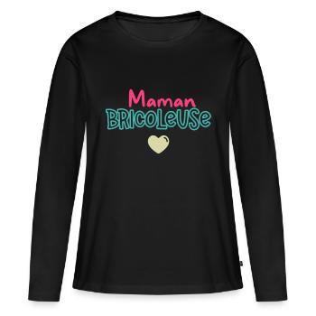 Maman Bricoleuse - T-shirt manches longues Premium bio Femme - noir - Devant - Julia (174cm)