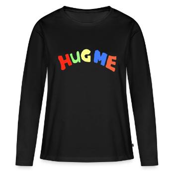 hug me - Frauen Premium Bio Langarmshirt - Schwarz - Vorne - Julia (174cm)
