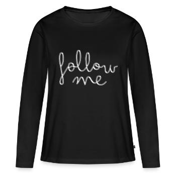 follow me - Frauen Premium Bio Langarmshirt - Schwarz - Vorne - Julia (174cm)