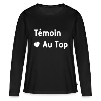 Témoin au top - T-shirt manches longues Premium bio Femme - noir - Devant - Julia (174cm)