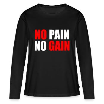 On n’a rien sans rien - T-shirt manches longues Premium bio Femme - noir - Devant - Julia (174cm)