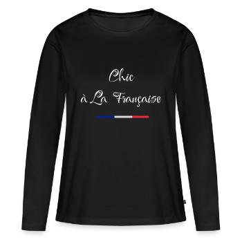 Chic à la française - T-shirt manches longues Premium bio Femme - noir - Devant - Julia (174cm)