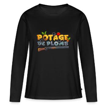 Potage de PLomb - T-shirt manches longues Premium bio Femme - noir - Devant - Julia (174cm)