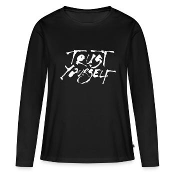Faites-vous confiance sait - T-shirt manches longues Premium bio Femme - noir - Devant - Julia (174cm)