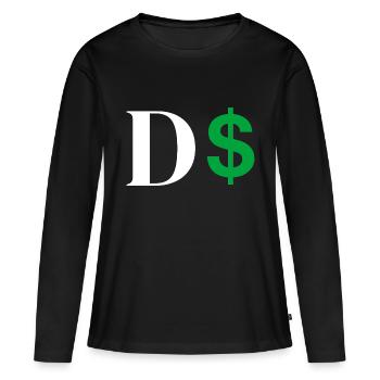 Lettre d dollar - T-shirt manches longues Premium bio Femme - noir - Devant - Julia (174cm)