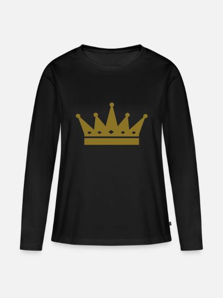 Krone - Frauen Premium Bio Langarmshirt - Schwarz