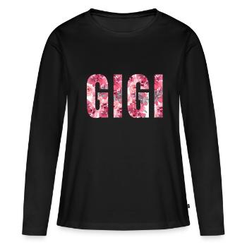 GIGI. OMA - Frauen Premium Bio Langarmshirt - Schwarz - Vorne - Julia (174cm)
