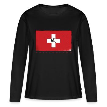 Fan de maillot de tournoi de drapeau de la Suisse de football - T-shirt manches longues Premium bio Femme - noir - Devant - Julia (174cm)