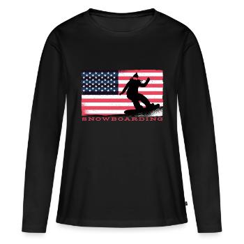 Snowboard Snowboard Snowboard Snowboard Vacances - T-shirt manches longues Premium bio Femme - noir - Devant - Julia (174cm)