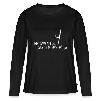 Planeurs Planeurs Planeurs Planeurs - T-shirt manches longues Premium bio Femme - noir - Devant - Julia (174cm)