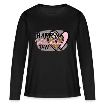 Alles Gute zum Valentinstag! - Frauen Premium Bio Langarmshirt - Schwarz - Vorne - Julia (174cm)