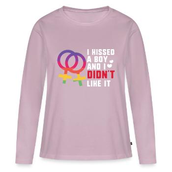I KISSED A BOY AND I DIDNT LIKE IT / Lesbian, CSD - Women's Premium Organic Long Sleeve Shirt - dusky pink - Front - Julia (174cm)