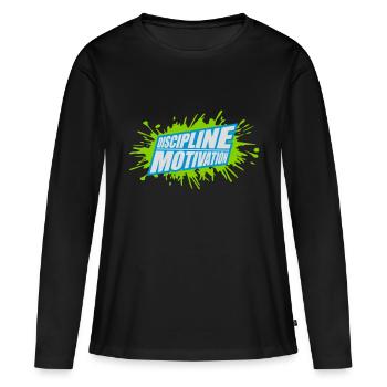 Citation de discipline sur la motivation - T-shirt manches longues Premium bio Femme - noir - Devant - Julia (174cm)