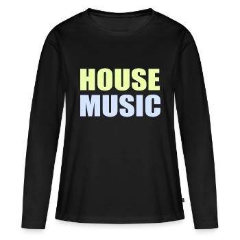 Musique house - T-shirt manches longues Premium bio Femme - noir - Devant - Julia (174cm)