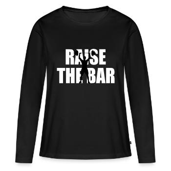 Heben Sie das Bar-Logo an - Frauen Premium Bio Langarmshirt - Schwarz - Vorne - Julia (174cm)