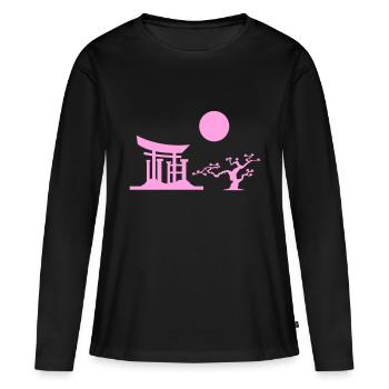 Japan Gate Silhouette - Women's Premium Organic Long Sleeve Shirt - black - Front - Julia (174cm)