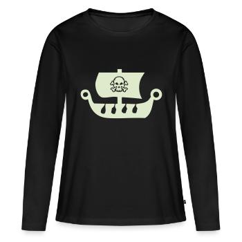 bateau pirate - T-shirt manches longues Premium bio Femme - noir - Devant - Julia (174cm)