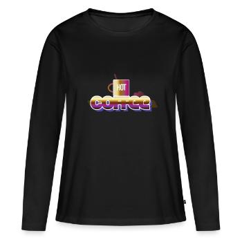 Café chaud - T-shirt manches longues Premium bio Femme - noir - Devant - Julia (174cm)