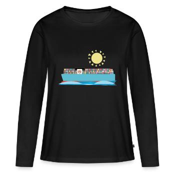 Container Ship - Women's Premium Organic Long Sleeve Shirt - black - Front - Julia (174cm)