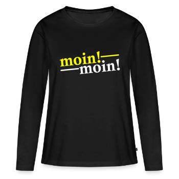 Moin Moin Salutations - T-shirt manches longues Premium bio Femme - noir - Devant - Julia (174cm)