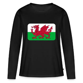 WALES FLAG round corner 400 dpi - T-shirt manches longues Premium bio Femme - noir - Devant - Julia (174cm)