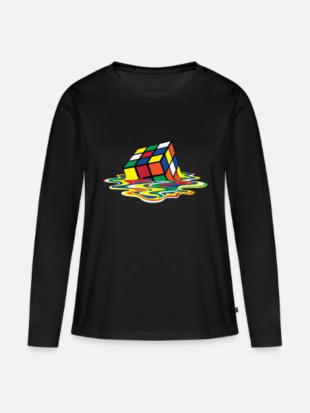 Rubik's Cube Zauberwürfel Melting Cube - Frauen Premium Bio Langarmshirt - Schwarz