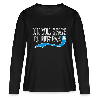 GAZ je GEB » - T-shirt manches longues Premium bio Femme - noir - Devant - Julia (174cm)
