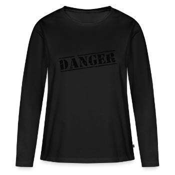 danger danger danger attention - T-shirt manches longues Premium bio Femme - noir - Devant - Julia (174cm)