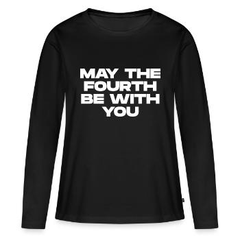 Que le quatrième - T-shirt manches longues Premium bio Femme - noir - Devant - Julia (174cm)