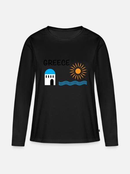 Griechenland - Frauen Premium Bio Langarmshirt - Schwarz