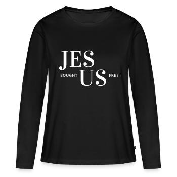 Jésus-Christ,Jésus-Christ,Jésus-Christ,Jésus-Christ - T-shirt manches longues Premium bio Femme - noir - Devant - Julia (174cm)