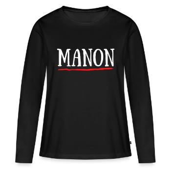 T-shirt Manon Prénom Cadeau Baptême Naissance - T-shirt manches longues Premium bio Femme - noir - Devant - Julia (174cm)