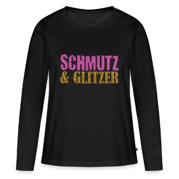 Muddy run shirt mud Schmutz Glitzer Lauf Frauen - Frauen Premium Bio Langarmshirt - Schwarz - Vorne - Julia (174cm)