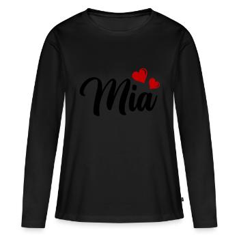 MIA - T-shirt manches longues Premium bio Femme - noir - Devant - Julia (174cm)