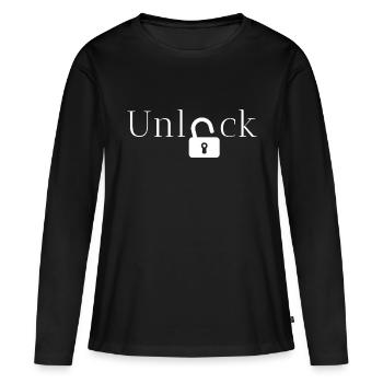 Geschenkidee freischalten - Frauen Premium Bio Langarmshirt - Schwarz - Vorne - Julia (174cm)